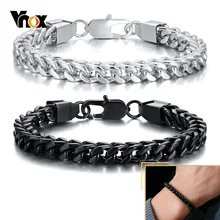 Vnox Franco Chain Bracelets for Men,Stainless Steel Square Layered Cuban Chain Links Wristband,Casual Male Punk Jewelry