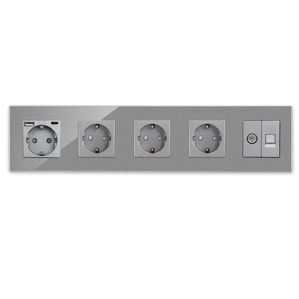 Bingoelec настенная розетка с ТВ, ПК, российский стандарт ЕС, разъем CAT6 USB Type-C, выходы, двойная USB-розетка, стеклянная панель для дома
Bingoelec настенная розетка с ТВ, ПК, российский стандарт ЕС, разъем CAT6 USB Type-C, выходы, двойная USB-розетка, стеклянная панель для дома