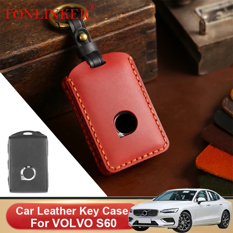 

Genuine Leather Car Key Case For VOLVO S60 2020 2021 2022- Holder Shell Remote Cover Car Dedicated Styling Keychain Accessories