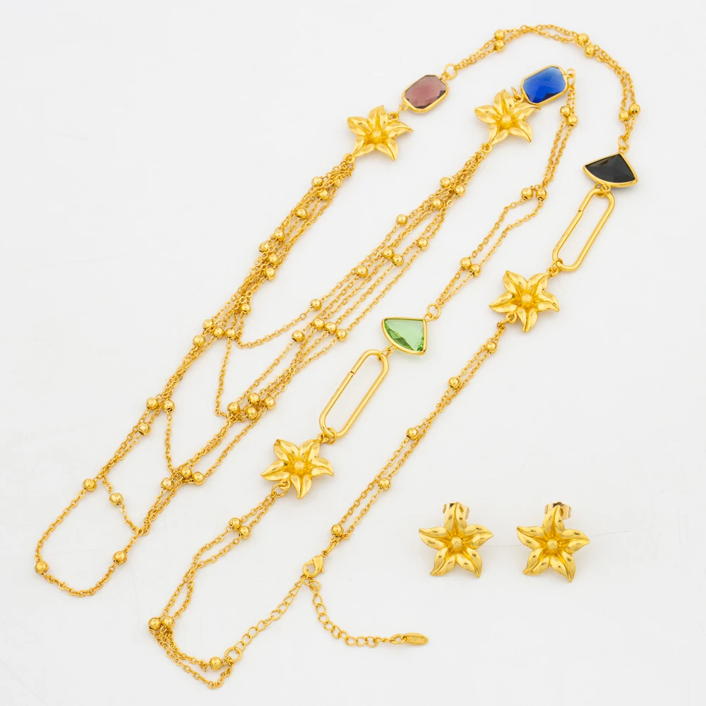 Long Chain Jewelry Set for Women 18k Gold Plated Hoop Earrings and Tassel Necklace 2Pcs Set for Weddings African Jewellery Set
Long Chain Jewelry Set for Women 18k Gold Plated Hoop Earrings and Tassel Necklace 2Pcs Set for Weddings African Jewellery Set