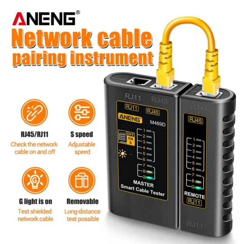 ANENG M469D RJ45 Cable Tester Network Cable Tester RJ45 RJ11 RJ12 CAT5 UTP LAN Cable Tester Networking Tool network Repair
ANENG M469D RJ45 Cable Tester Network Cable Tester RJ45 RJ11 RJ12 CAT5 UTP LAN Cable Tester Networking Tool network Repair