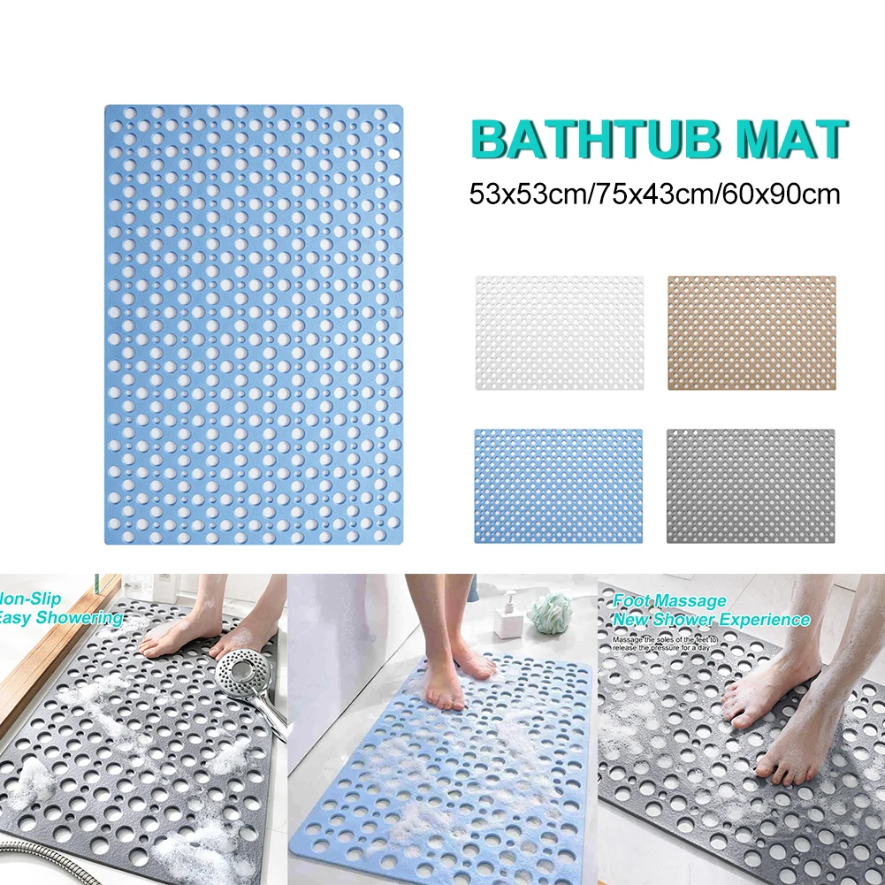 

Bathtub Mat Non Slip Bath Mats for Tub Shower with Drain Holes Suction Cups TPE Mat Foot Massager Quick Drying Bathroom Rug