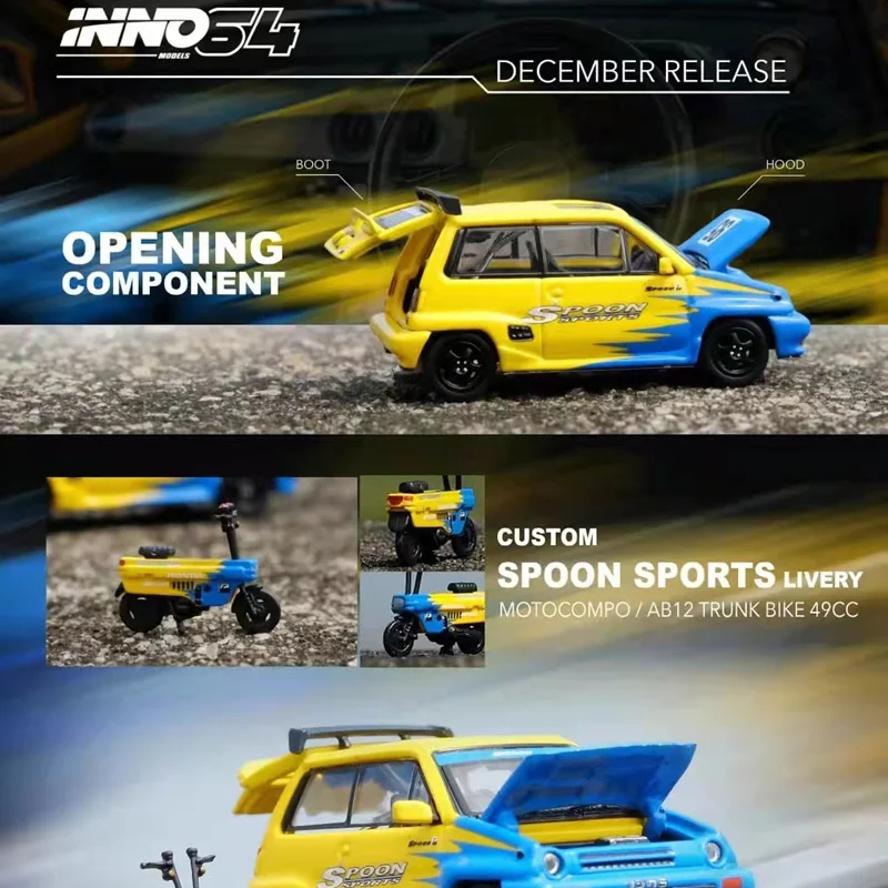 INNO send motorcycle + open cover 1:64 HONDA CITY TURBO II SPOON SPORTS alloy car model collection decoration gift
INNO send motorcycle + open cover 1:64 HONDA CITY TURBO II SPOON SPORTS alloy car model collection decoration gift