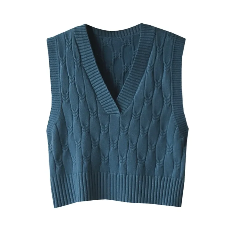 Blue Cottagecore Knitted Sweater Vest Women 2021 New Fashion V Neck Loose Casual Sweater Vest Spring Autumn Vintage Streetwear
Blue Cottagecore Knitted Sweater Vest Women 2021 New Fashion V Neck Loose Casual Sweater Vest Spring Autumn Vintage Streetwear