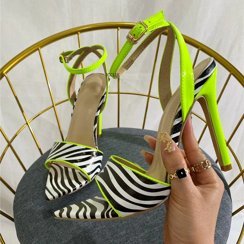 Green Zebra Print For Women Pointed Toe High Heels Sandal Fashion Buckle Strap Summer Sexy Stripper Shoes Sandalias
Green Zebra Print For Women Pointed Toe High Heels Sandal Fashion Buckle Strap Summer Sexy Stripper Shoes Sandalias