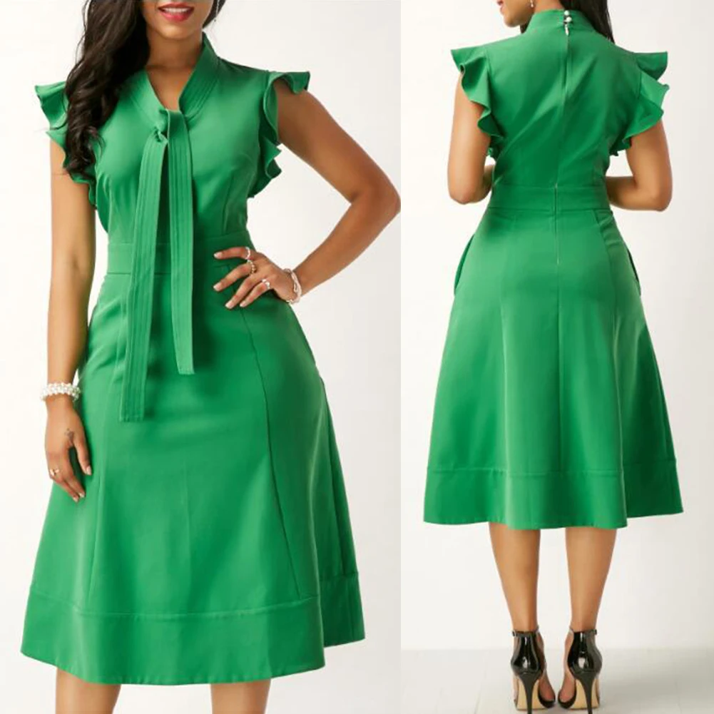 Ruffle Sleeve Midi Party Dress Elegant Evening Dresses Women High Waist Slim Fit Business Solid Color Fashion Party Dress 2023
Ruffle Sleeve Midi Party Dress Elegant Evening Dresses Women High Waist Slim Fit Business Solid Color Fashion Party Dress 2023