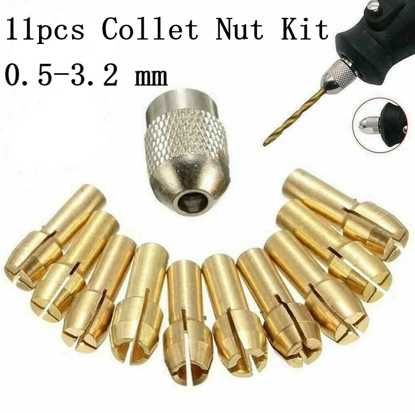 11Pcs Mini Brass Drill Chuck 0.5mm-3.2mm For Rotary Tools Adapter Hardware/Hobby Rotary Tools Drill Chucks 17mm Long Metal Drill
11Pcs Mini Brass Drill Chuck 0.5mm-3.2mm For Rotary Tools Adapter Hardware/Hobby Rotary Tools Drill Chucks 17mm Long Metal Drill