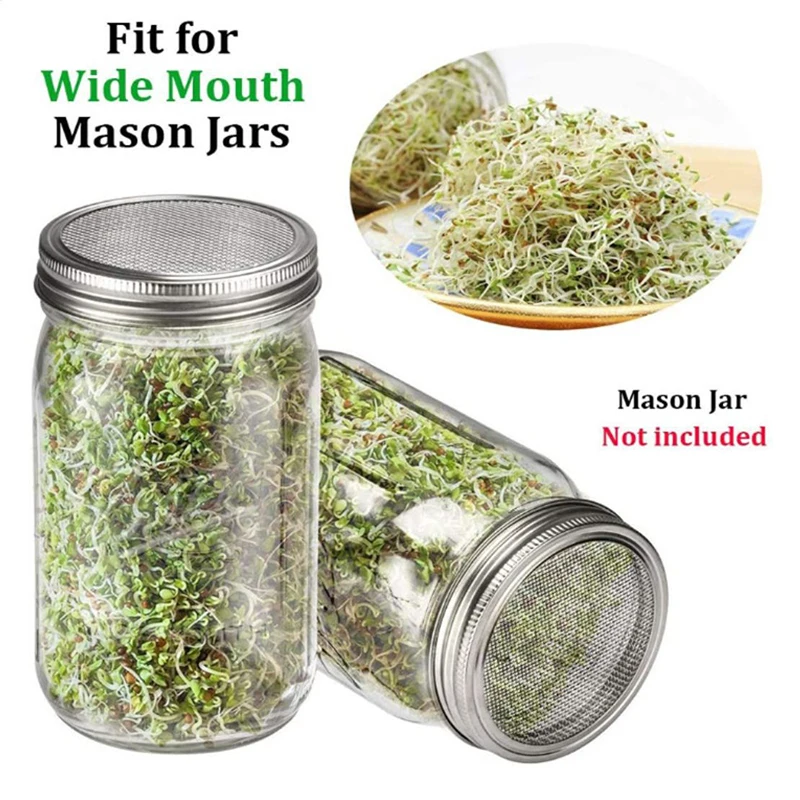 

Sprouting Lids Mesh Screen Strainer Filter Stainless Steel Germinator Set Seed Sprouter Germination Cover Mason Jars Grow Lid