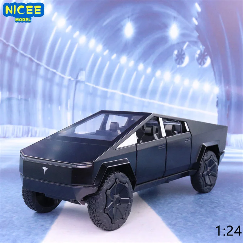 

1:24 Tesla Cybertruck пикап, модель автомобиля из сплава, литой металлический игрушечный внедорожник, Коллекционная модель автомобиля, подарок для детей A393