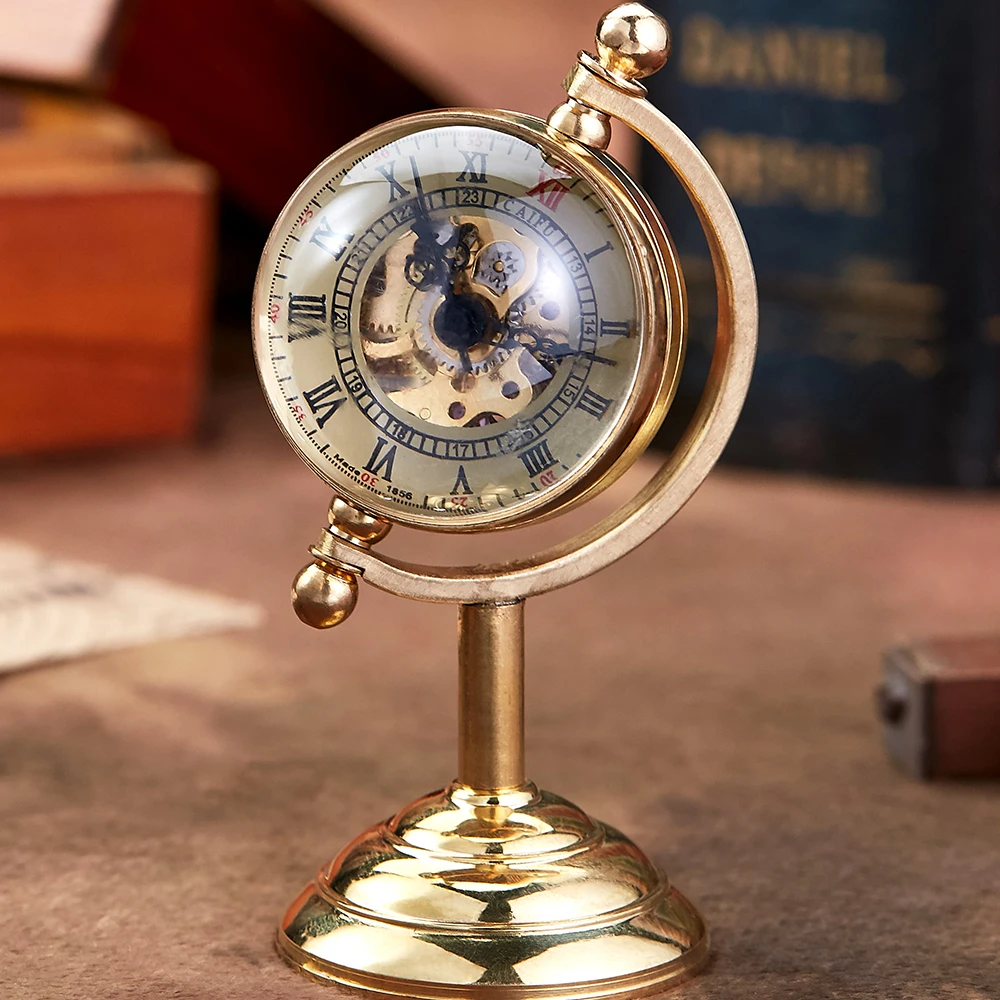 New Arrival Globe Mechanical Pocket Watch Gold Creative Men's Desk Clock Unique Transparent Copper Desk Clock reloj hombre Gifts 
New Arrival Globe Mechanical Pocket Watch Gold Creative Men's Desk Clock Unique Transparent Copper Desk Clock reloj hombre Gifts
