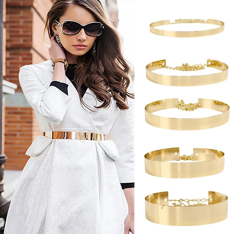 Fashion Women Adjustable Metal Waist Belt Bling Gold Silver Color Plate Vintage Lady Simple Chains Belts Mirror Waistband
Fashion Women Adjustable Metal Waist Belt Bling Gold Silver Color Plate Vintage Lady Simple Chains Belts Mirror Waistband
