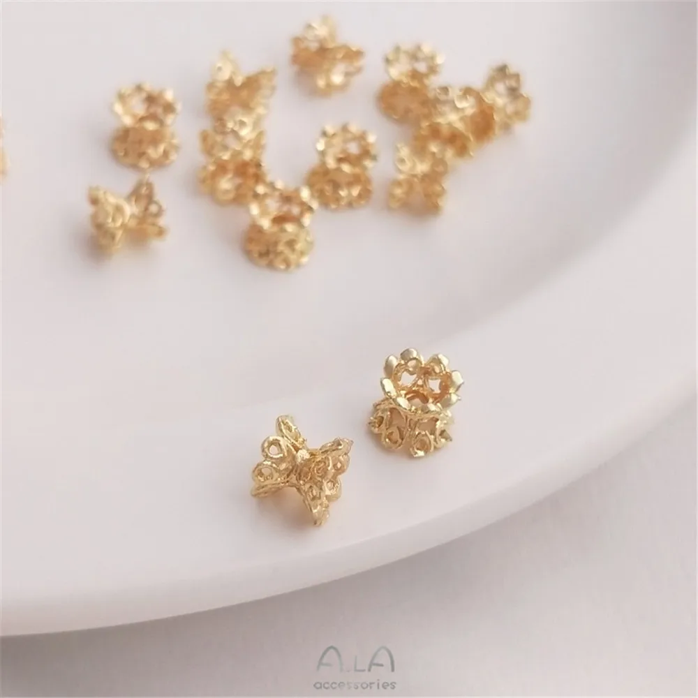 14K genuine gold hollowed out double-sided flower holder Hand Beaded DIY bracelet necklace accessories hand-made materials
14K genuine gold hollowed out double-sided flower holder Hand Beaded DIY bracelet necklace accessories hand-made materials