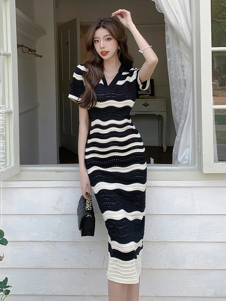 Holiday Summer Dress Women Casual Elastic Knitted Short Sleeve Slim Midi Robe Femm Vacation Street Clothes Beach Vestidos Mujer
Holiday Summer Dress Women Casual Elastic Knitted Short Sleeve Slim Midi Robe Femm Vacation Street Clothes Beach Vestidos Mujer