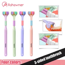 3D Stereo Three-Sided Toothbrush PBT Ultra Fine Soft Hair Adult Toothbrushes Tongue Scraper Deep Cleaning Oral Care Teeth Brush