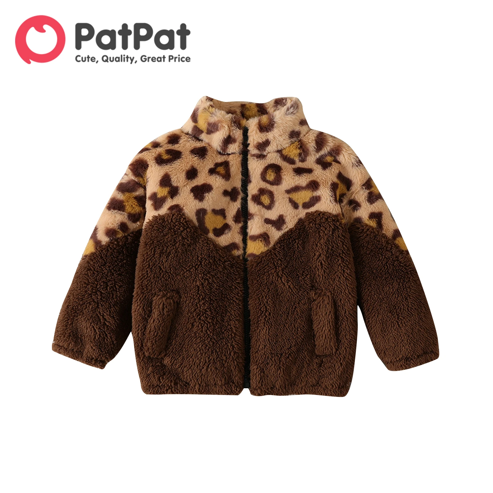 

PatPat Baby Girl Leopard Spliced Thermal Fuzzy Winter Coat
