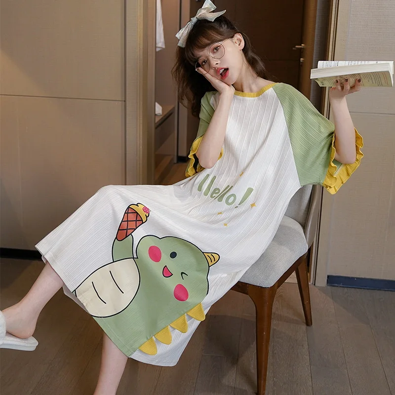 Cartoon Cute Sleepwear Women Nightgown Korean Fashion Short Sleeve Nightdress 2XL 3XL Plus Size Casual Pajamas Female Summer
Cartoon Cute Sleepwear Women Nightgown Korean Fashion Short Sleeve Nightdress 2XL 3XL Plus Size Casual Pajamas Female Summer