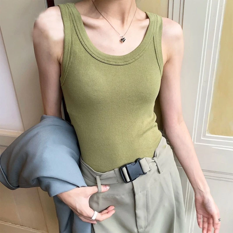 Women Sleeveless Slim Fit Tank Top Ribbed Knitted Scoop Neck Racerback Vest Plain Solid Color Basic Bottoming Shirts
Women Sleeveless Slim Fit Tank Top Ribbed Knitted Scoop Neck Racerback Vest Plain Solid Color Basic Bottoming Shirts