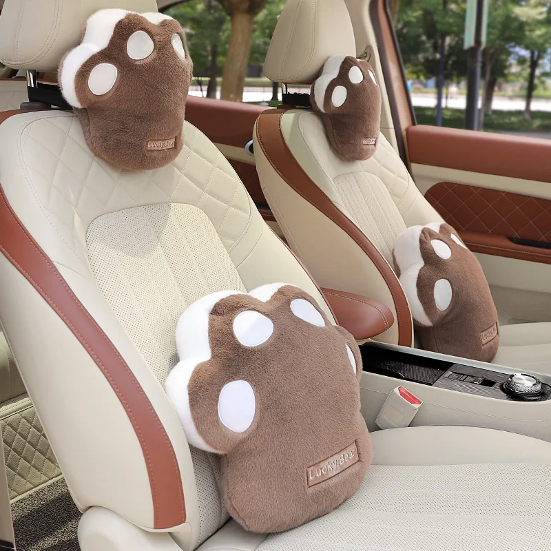 

New Cartoon Headrest Pillow Cute Car Head Plush Neck Pillow Universal Soft Plush Neck Pillows Lumbar Support Seat Cushion