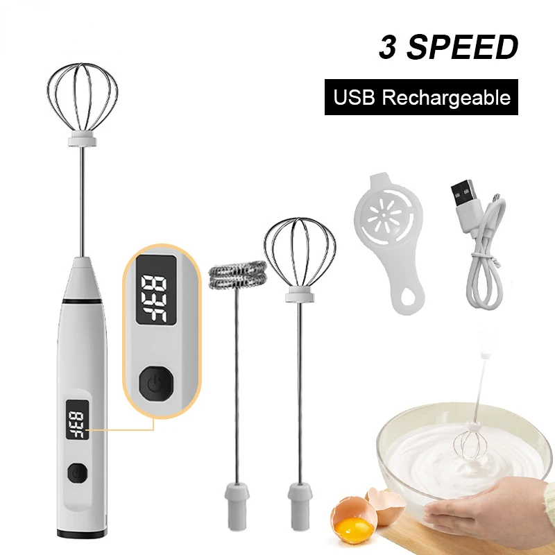 Frother 3-Speed Handheld Whisk Blender Digital Display Usb Rechargeable For Coffee Cappuccino, Egg, Milk Latte
Frother 3-Speed Handheld Whisk Blender Digital Display Usb Rechargeable For Coffee Cappuccino, Egg, Milk Latte