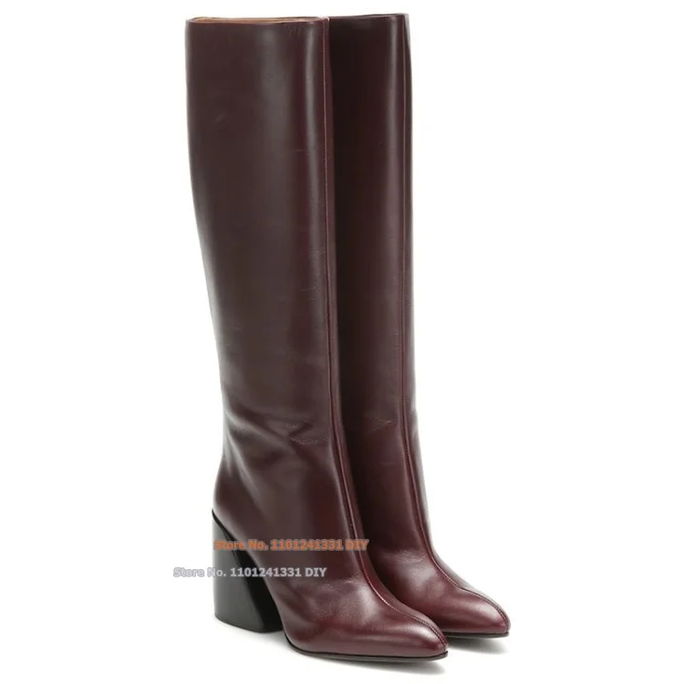 Thick Curved Heel Pointed Toe Women Knee High Boots Brown Plain Cowhide Leather High Heels Riding Boot Long
Thick Curved Heel Pointed Toe Women Knee High Boots Brown Plain Cowhide Leather High Heels Riding Boot Long