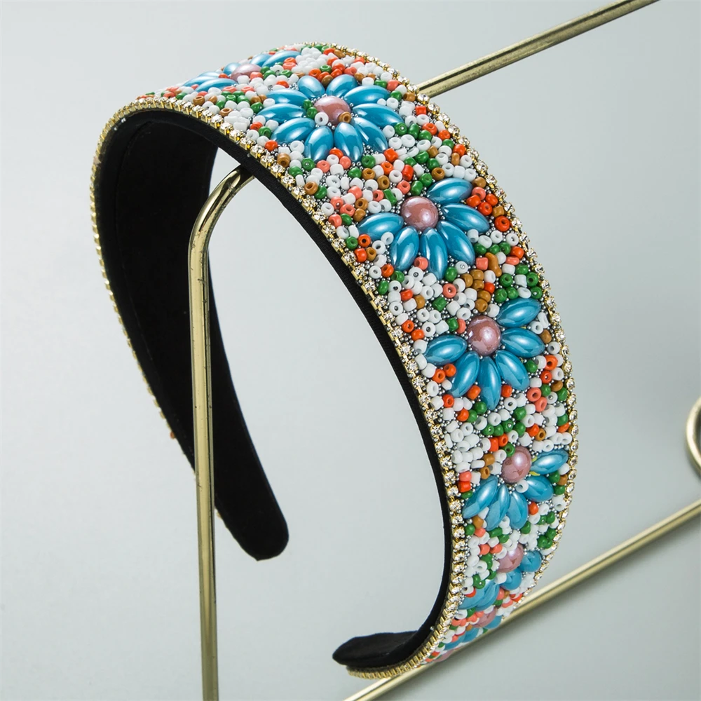 Women's Baroque Hairband Wide Brim Turquoise Headband Luxury Rhinestones Color Beaded Hair Accessories Wedding Hair Hoop Jewelry 
Women's Baroque Hairband Wide Brim Turquoise Headband Luxury Rhinestones Color Beaded Hair Accessories Wedding Hair Hoop Jewelry