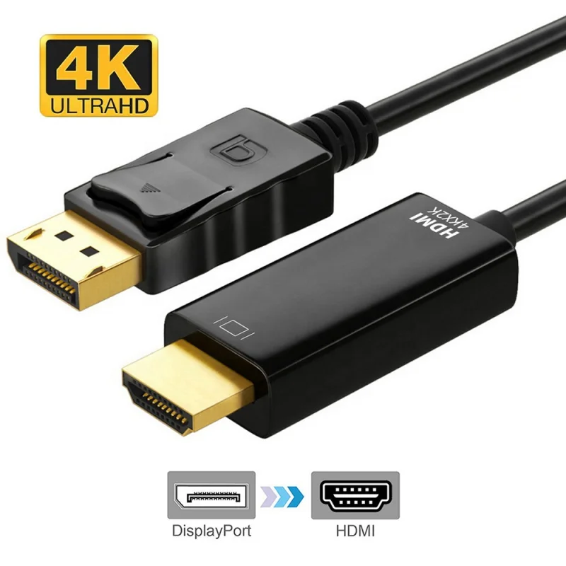 

1.8M 6FT 4K x 2K Gold Plated DisplayPort DP to HDMI Adapter Cable Cord Display Port Male To HDTV Male Cable Converter PC Laptop