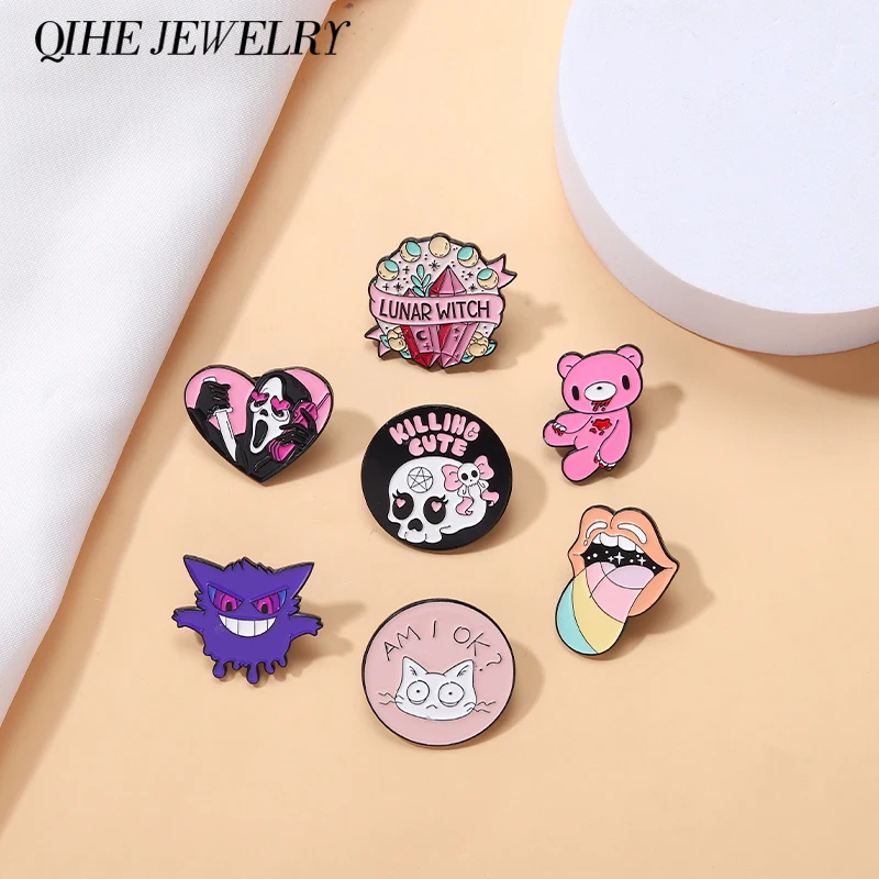 Punk Skeleton Enamel Pins Pink Bear Love Heart Mouth and Tongue Witch Brooches Badge Backpack Accessories Gift for Friends
Punk Skeleton Enamel Pins Pink Bear Love Heart Mouth and Tongue Witch Brooches Badge Backpack Accessories Gift for Friends