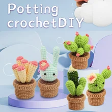 Knitting Kit for Women, Sewing Tools, Cute Cactus Potted, Home Supplies, DIY Needlework Set, Craft Knitting Tool, Beginners