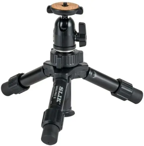SLIK Mini Pro III Table Top Tripod with Ball Head, 2-Section, Max 10" - Black 
SLIK Mini Pro III Table Top Tripod with Ball Head, 2-Section, Max 10" - Black