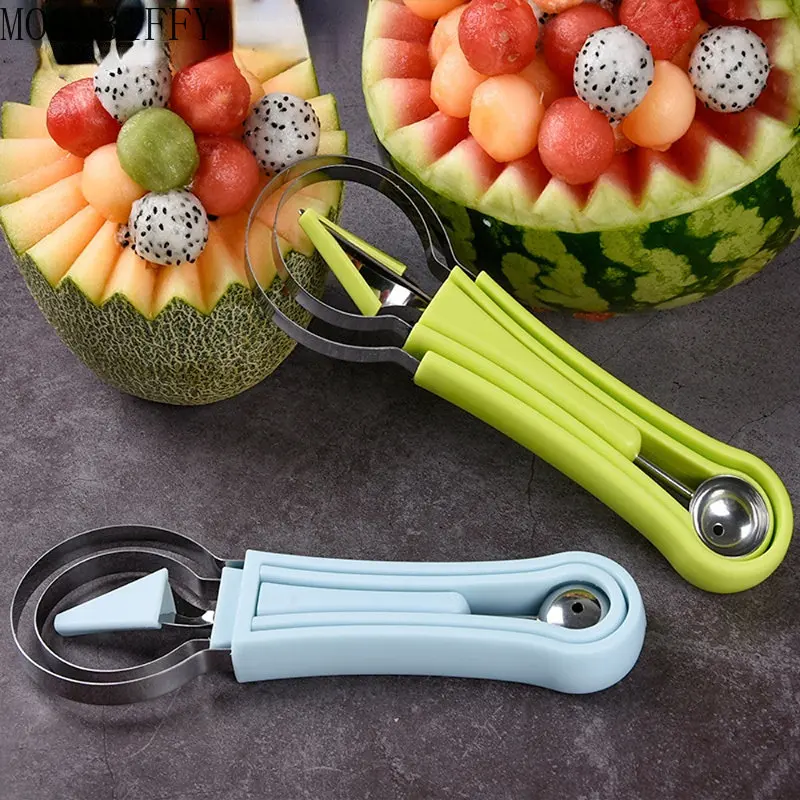 

4 in 1 Melon Cutter Scoop Fruit Carving Knife Fruit Cutter Dig Pulp Separator Kitchen Gadgets Acces