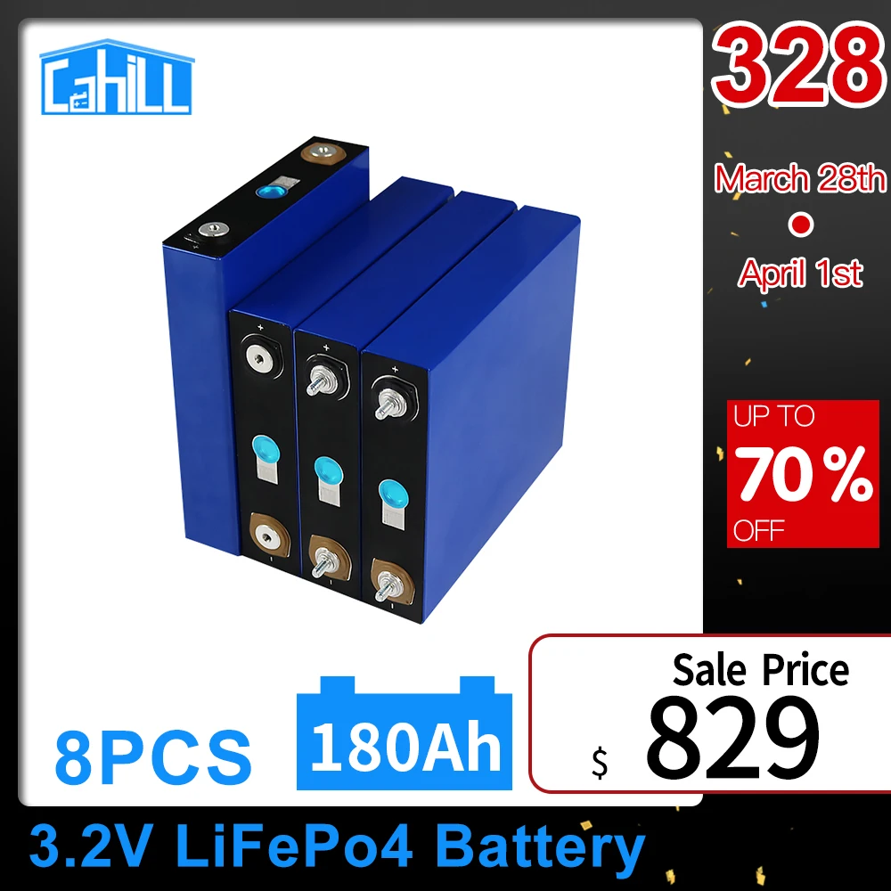 8pcs 3.2v 180Ah 24V Lifepo4 Battery Brand New Grade A Deep Cycle High Capacity Rechargeable Battery For Car EU US Tax Free
8pcs 3.2v 180Ah 24V Lifepo4 Battery Brand New Grade A Deep Cycle High Capacity Rechargeable Battery For Car EU US Tax Free