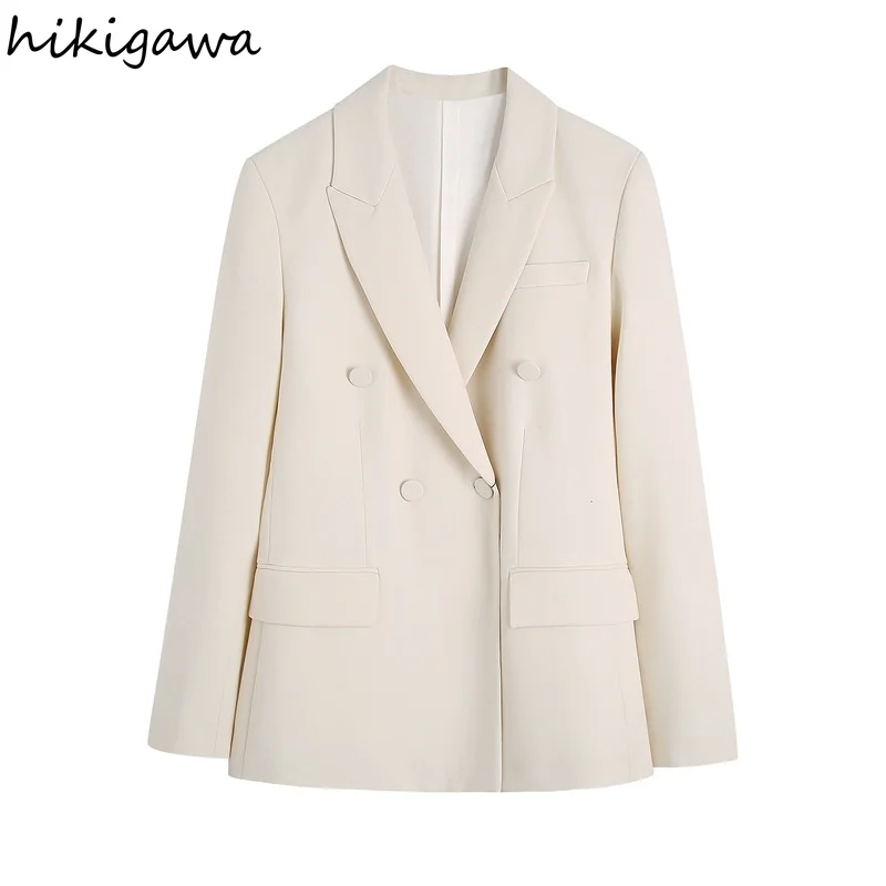 Hikigawa Chic Fashion Women Jacket Double Breasted Solid Slim Fit Blazers Coat Vintage Long Sleeve Female Outerwear Top Mujer
Hikigawa Chic Fashion Women Jacket Double Breasted Solid Slim Fit Blazers Coat Vintage Long Sleeve Female Outerwear Top Mujer