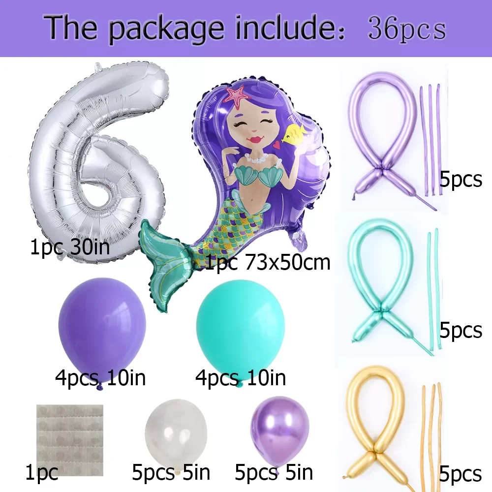 36Pcs Big 73x50cm Mermaid Balloon Set 30'' Number Foil Globos 1 2 3 4 5 6Years Old Little Mermaid Girl Birthday Party Decoration
36Pcs Big 73x50cm Mermaid Balloon Set 30'' Number Foil Globos 1 2 3 4 5 6Years Old Little Mermaid Girl Birthday Party Decoration