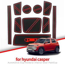 ZUNDUO Gate Slot Cup Pad for Hyundai Casper 2021 2022 Anti-Slip Door Groove Mat Interior Accessories Coaster Non-Slip Mats