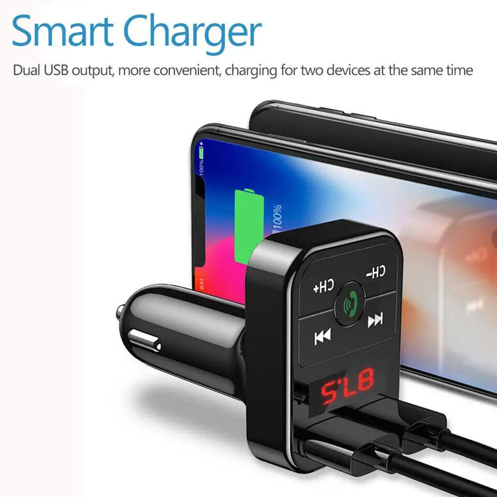 Car Mp3 Handsfree Wireless Bluetooth Car Kit FM Transmitter Charger MP3 Car 2.1A Phone LCD TF Card USB Dual Player Charger F8F6 
Car Mp3 Handsfree Wireless Bluetooth Car Kit FM Transmitter Charger MP3 Car 2.1A Phone LCD TF Card USB Dual Player Charger F8F6