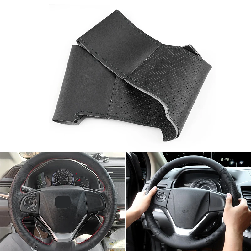 

Hand-stitched Car-styling Interior Steering Wheel Braid Perforated Leather Cover For Honda CR-V CRV 2012 2013 2014 2015 2016