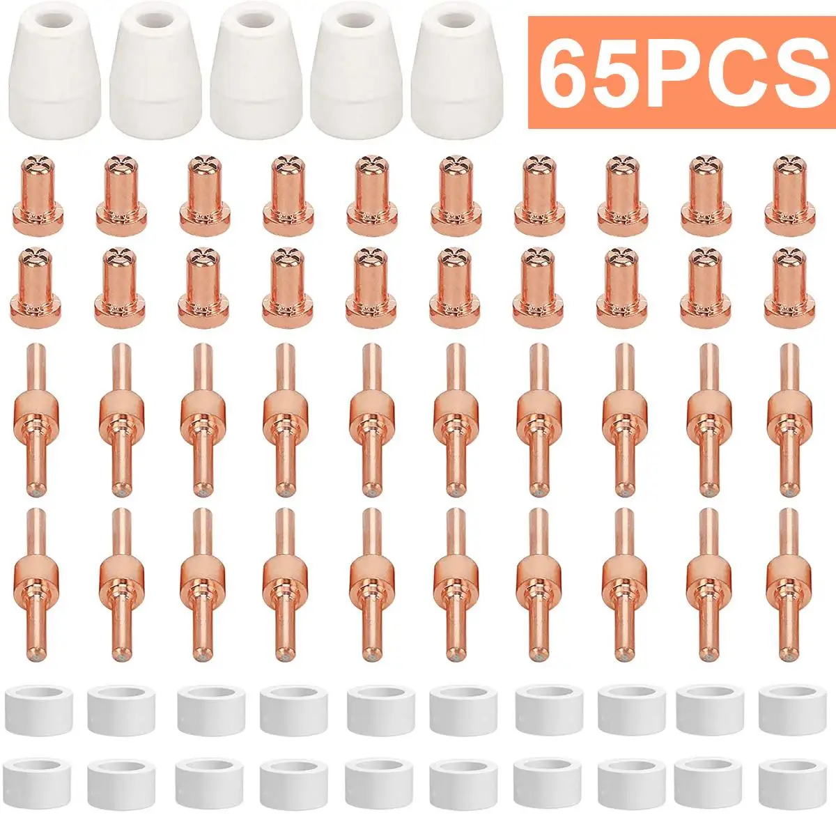 65Pcs Plasma Cutter Tip Electrodes & Nozzles Kit Consumable Accessories For PT31 CUT 30 40 50 Plasma Cutter Welding Tools
65Pcs Plasma Cutter Tip Electrodes & Nozzles Kit Consumable Accessories For PT31 CUT 30 40 50 Plasma Cutter Welding Tools