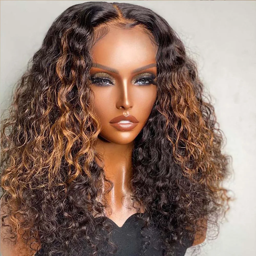 

P4/27 Highlight Human Hair Wigs Pre Plucked Curly 13x4 Lace Frontal Wig Brazilian Remy Women Transparent 4x4 Closure Wig 250%