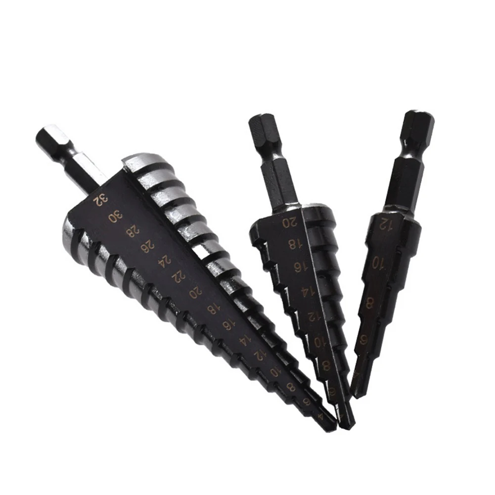 3pcs 4-12mm 4-20mm 4-32mm Nitrogen Coated Straight Groove Step Drill Bit HSS Wood Metal Hole Cutter Carpentry Core Drill Tools
3pcs 4-12mm 4-20mm 4-32mm Nitrogen Coated Straight Groove Step Drill Bit HSS Wood Metal Hole Cutter Carpentry Core Drill Tools