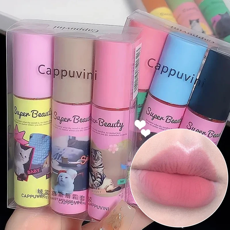 Matte Nude Pink Lip Gloss Cute Cat Korean Velvet Lasting Lip Mud Cream Lipstick Waterproof Non-stick Lip Galze Makeup Cosmetics
Matte Nude Pink Lip Gloss Cute Cat Korean Velvet Lasting Lip Mud Cream Lipstick Waterproof Non-stick Lip Galze Makeup Cosmetics