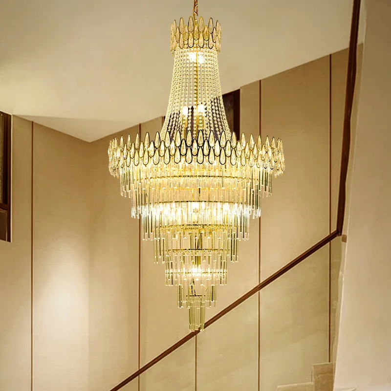 Luxury modern crystal chandelier for staircase large loft hanging light fixture gold home decor cristal lamp living room lustre
Luxury modern crystal chandelier for staircase large loft hanging light fixture gold home decor cristal lamp living room lustre
