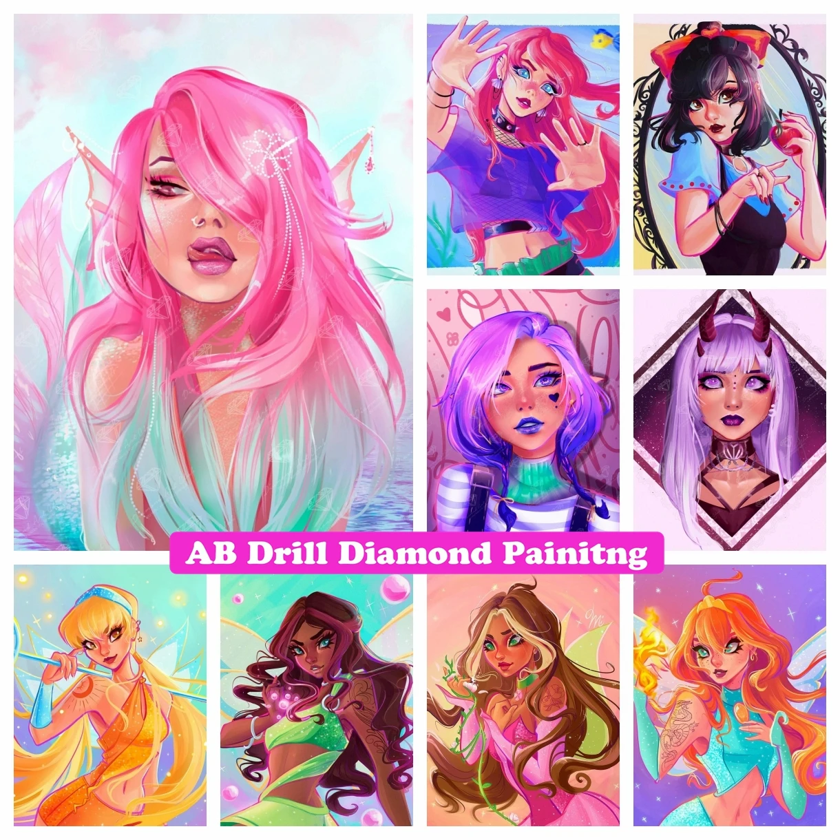Sweet Purple Pink Cartoon Girl AB Drills Diamond Painting Rhinestones Fantasy Mermaid Embroidery Mosaic Cross Stitch Home Decor
Sweet Purple Pink Cartoon Girl AB Drills Diamond Painting Rhinestones Fantasy Mermaid Embroidery Mosaic Cross Stitch Home Decor