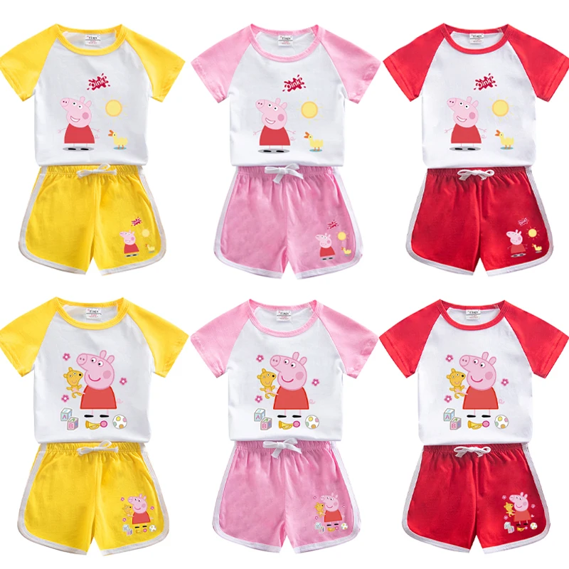 Kawaii Cartoon Peppa Pig Children's Summer Clothes Cute Animation Around The New Children's Clothes Comfortable and Breathable
Kawaii Cartoon Peppa Pig Children's Summer Clothes Cute Animation Around The New Children's Clothes Comfortable and Breathable