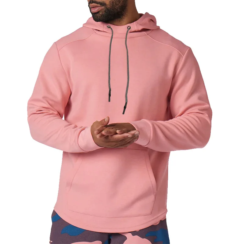 

Solid Men Hoodies Casual Loose Pink Sweatshirt Long Sleeve Tops Sport Gym Clothes Hoodie Korean batas aeronautica militare