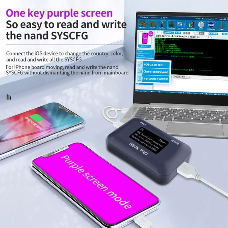 JCID фиолетовый экран Box -BBOX Pro не удаляемый NAND программатор для IOS A7-A11 чтение и запись NAND Syscfg разблокировка данных WIFI
JCID фиолетовый экран Box -BBOX Pro не удаляемый NAND программатор для IOS A7-A11 чтение и запись NAND Syscfg разблокировка данных WIFI