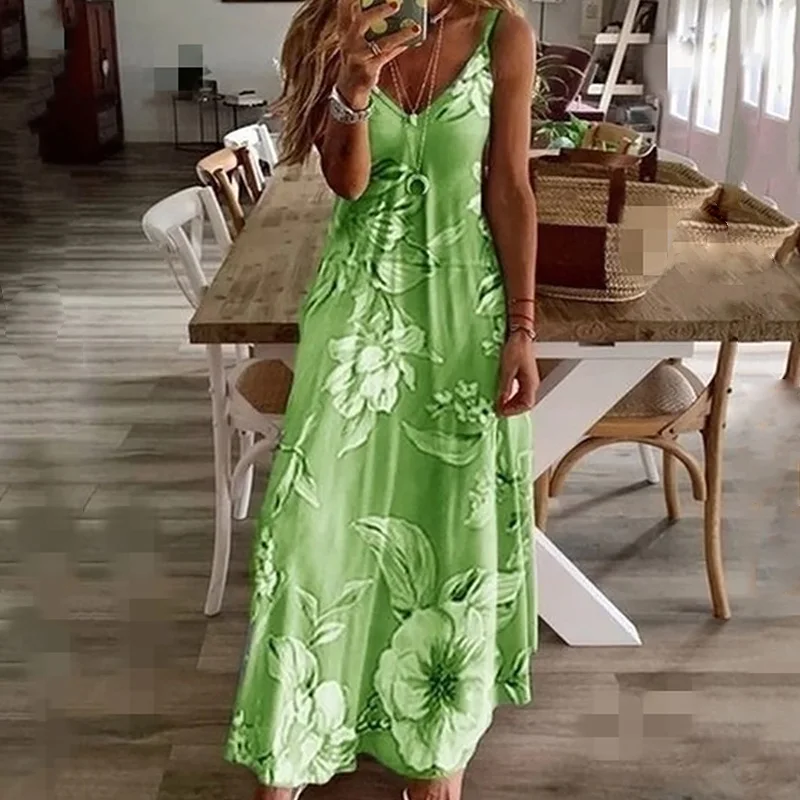 New women's clothing Floral Printing V-Neck Strap Long Dresses Casual Bohemian Sleeveless Women Summer Beach Travel Party Wear
New women's clothing Floral Printing V-Neck Strap Long Dresses Casual Bohemian Sleeveless Women Summer Beach Travel Party Wear