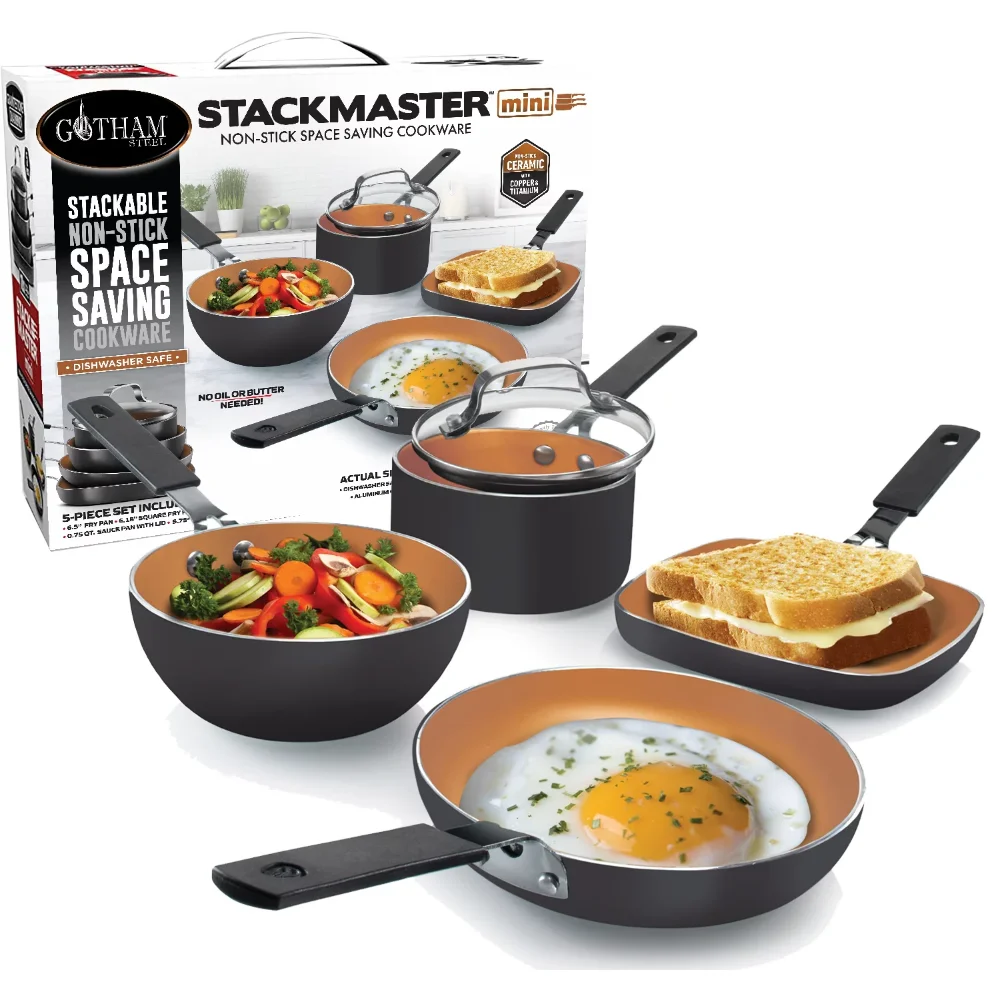 Mini Stackable Pots and Pans Set Nonstick Cookware Set 5Pc Non Stick Pot Set Cooking Food
Mini Stackable Pots and Pans Set Nonstick Cookware Set 5Pc Non Stick Pot Set Cooking Food