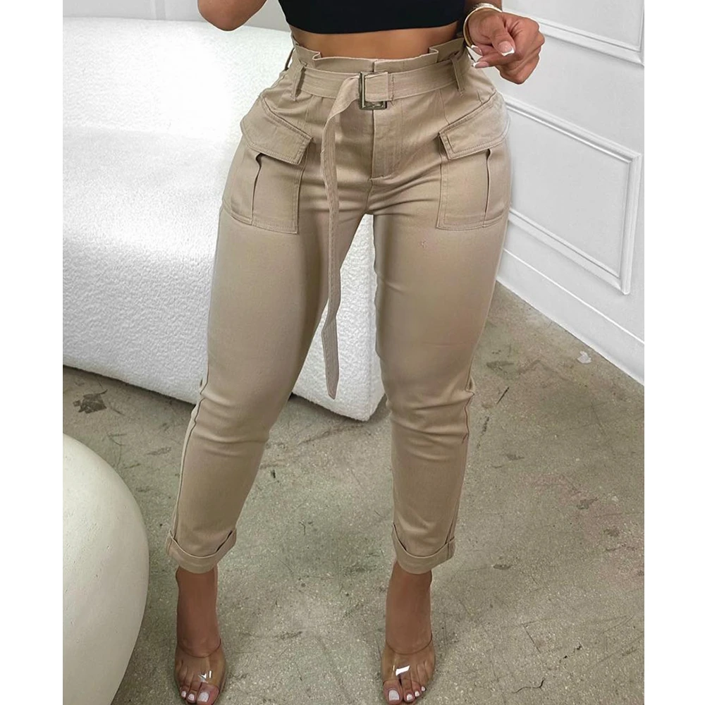 Брюки-карандаш женские однотонные с высокой талией и поясом
Брюки-карандаш женские однотонные с высокой талией и поясом