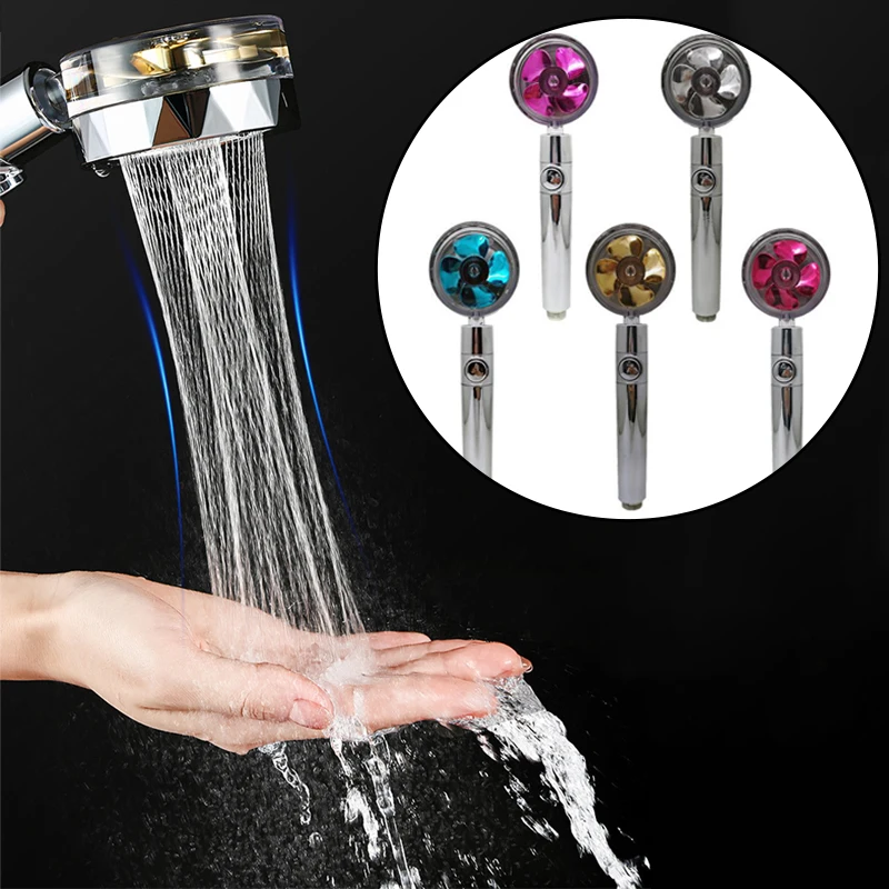 

Pressurized Shower Head Water Saving High Pressure Handheld Turbo Propeller Showerhead Adjustable Water Flow Bathroom Accessorie