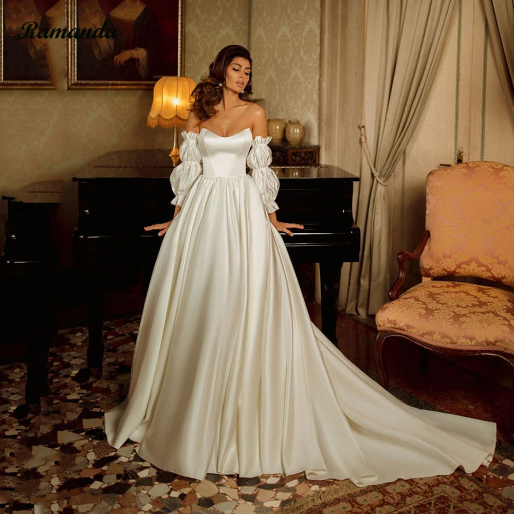 Ramanda Elegant Satin Wedding Dresses For Woman Detachable Sleeves Off The Shoulder Corset Wedding Gowns A Line Bride Gowns
Ramanda Elegant Satin Wedding Dresses For Woman Detachable Sleeves Off The Shoulder Corset Wedding Gowns A Line Bride Gowns